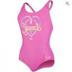 Speedo Girls’ Logo Placement Splashback Swimsuit – Size: 24 – Colour: Pink