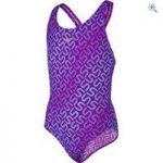 Speedo Girls’ Monogram Allover Splashback Swimsuit – Size: 34 – Colour: DIVA-BALI BLUE