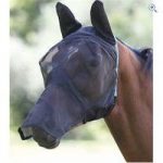 Shires Fine Mesh Fly Veil / Mask with Ears and Nose Extension – Size: COB – Colour: Black